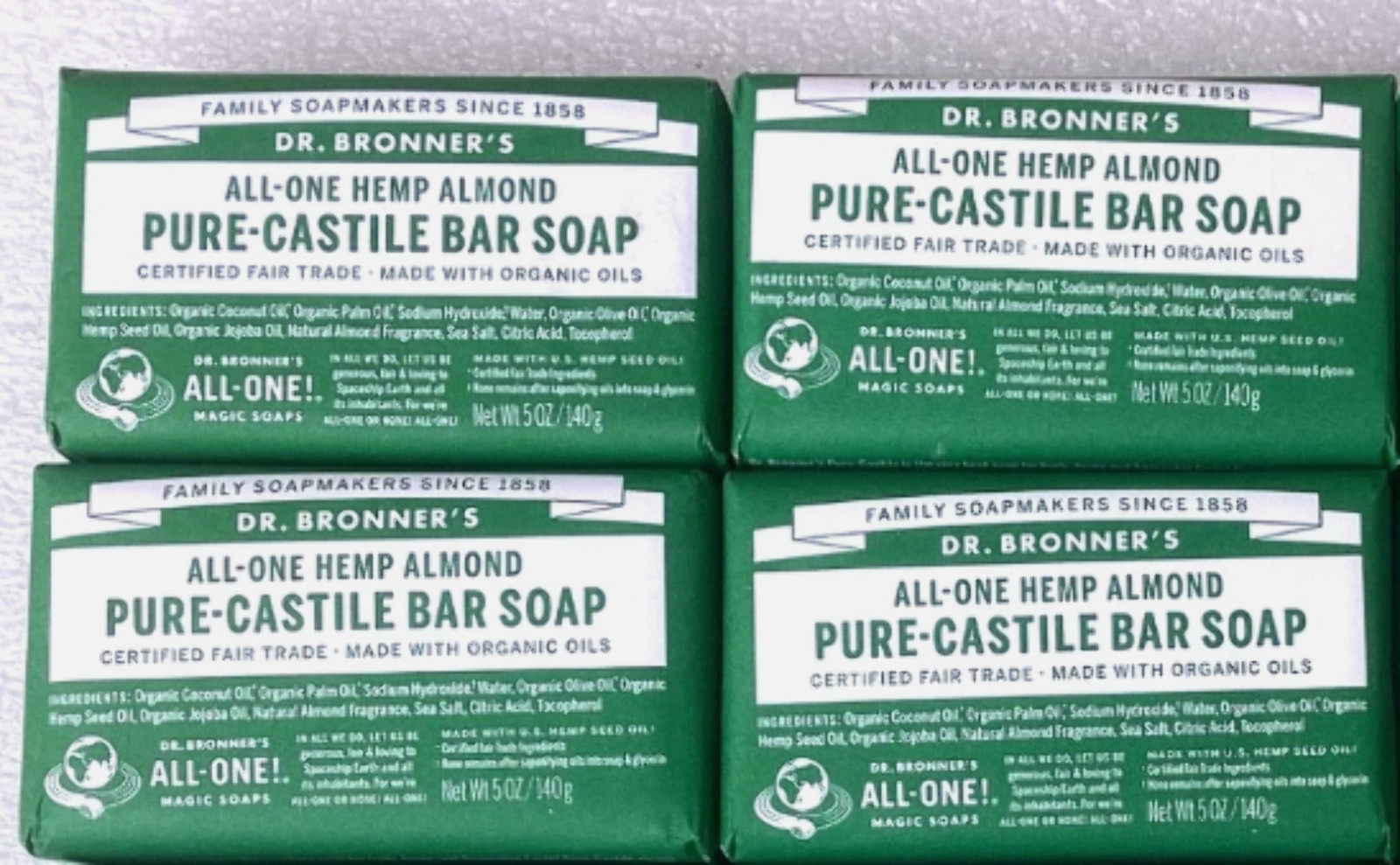 (4 Pack) Dr Bronners Magic Soap All One Obal05 5 Oz Almond Dr. Bronner’s Bar Soa