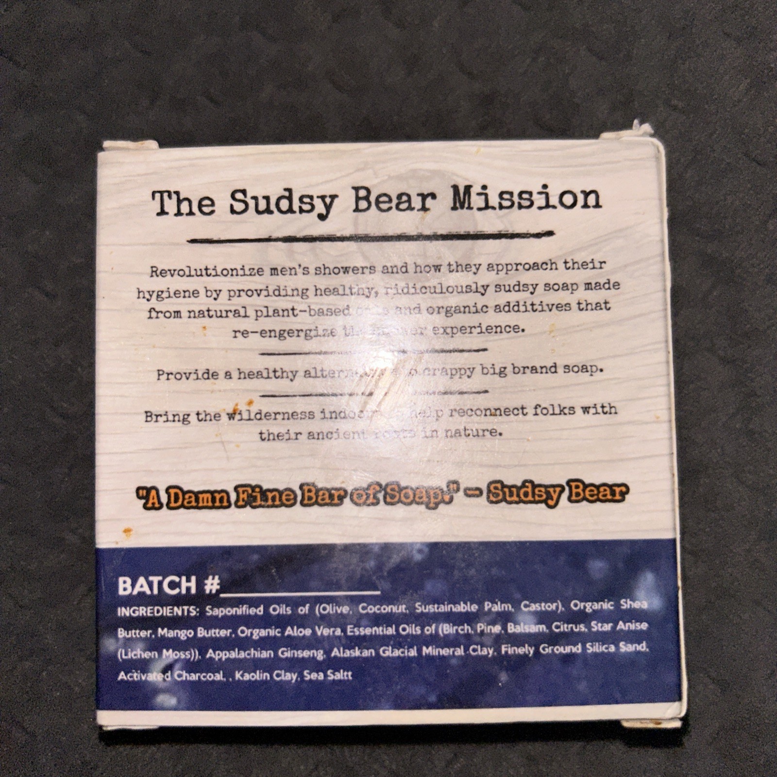 Sudsy Bear Smokey Mountain Fog – 5 oz. All Natural Organic Soap Bar