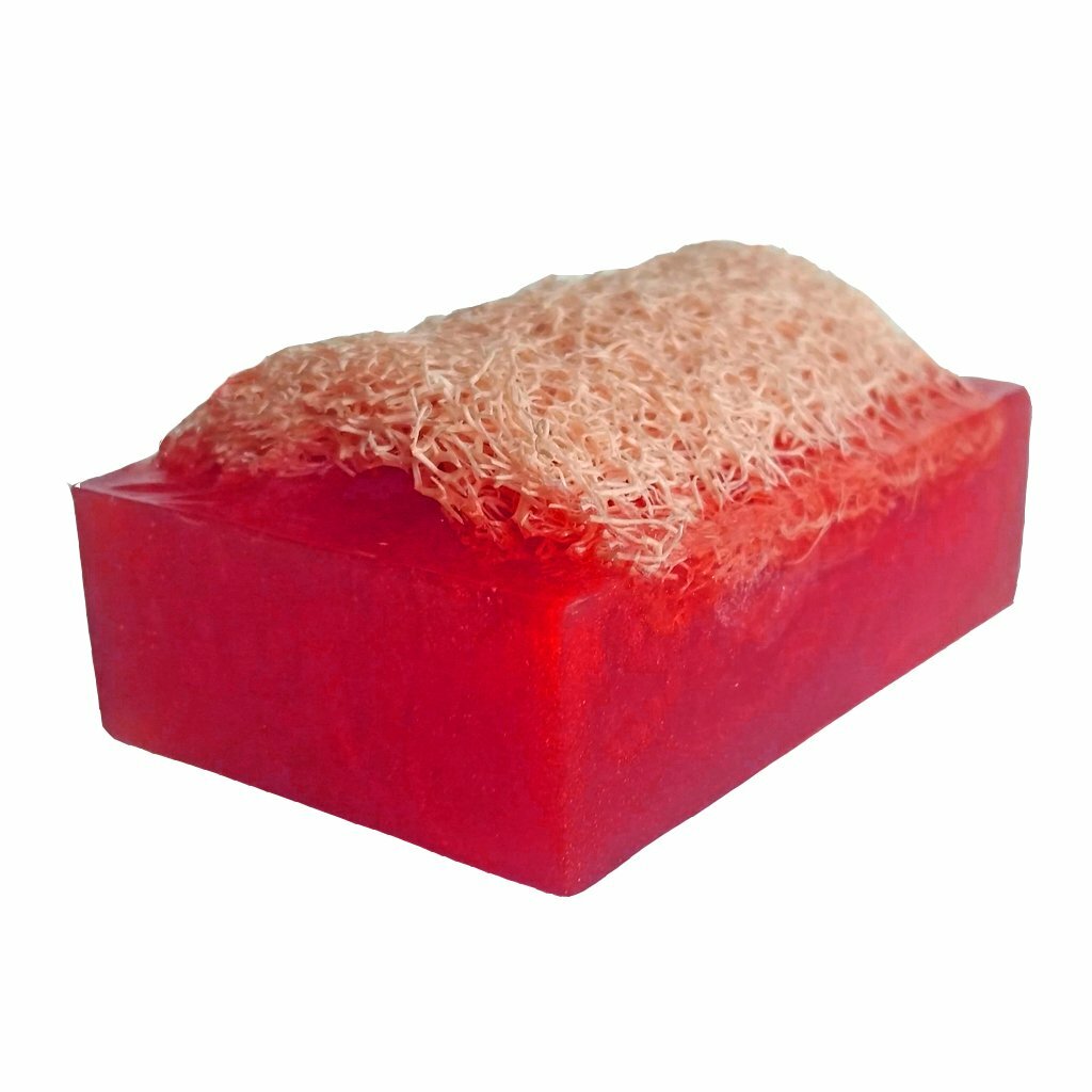 Handmade Luffa Embedded Soap CHERRY ALMOND Moisturizing Loofah Loofa 4 oz Bar