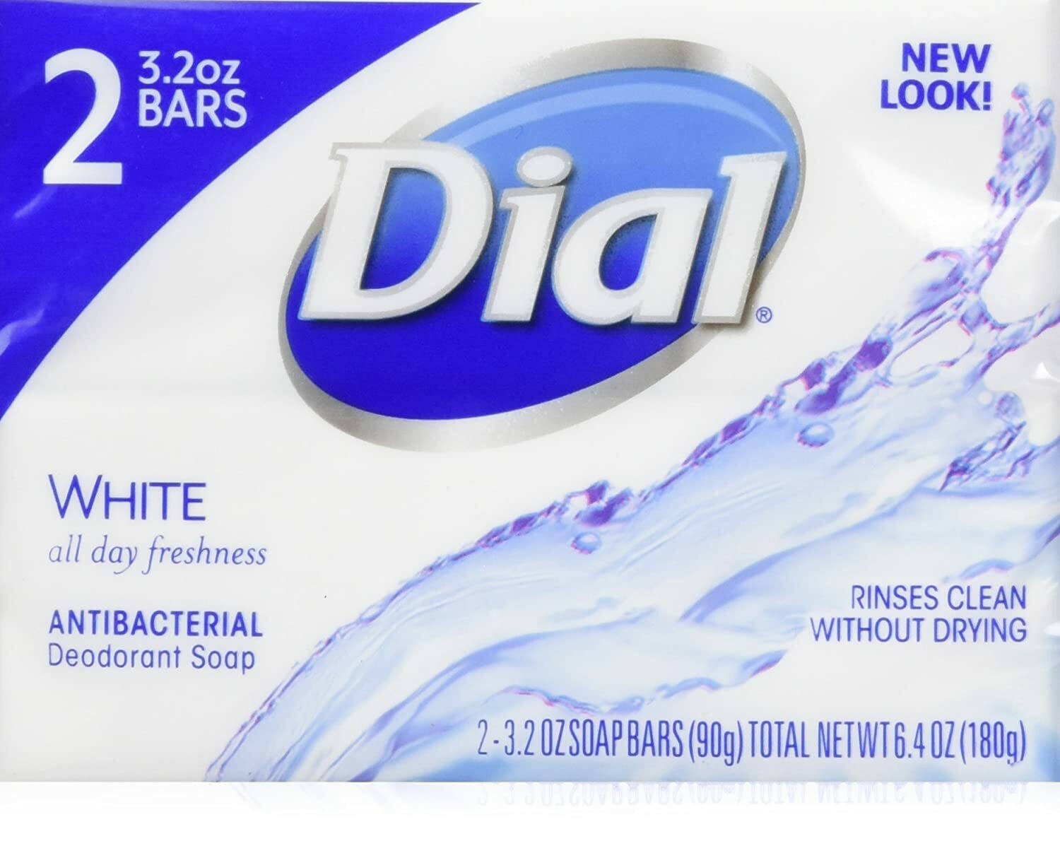 Dial Antibacterial Deodorant Soap, White, refresh and renew 3.2 Ounce 12 Bars