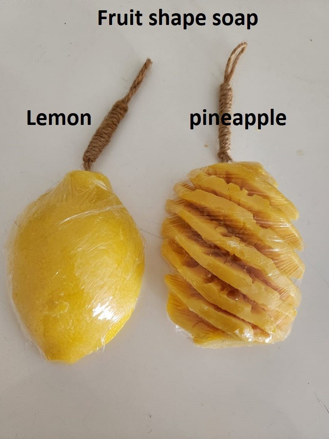 Traditional handmade natural spa soap fruit shape -lemon and pineapple ( 1 set)