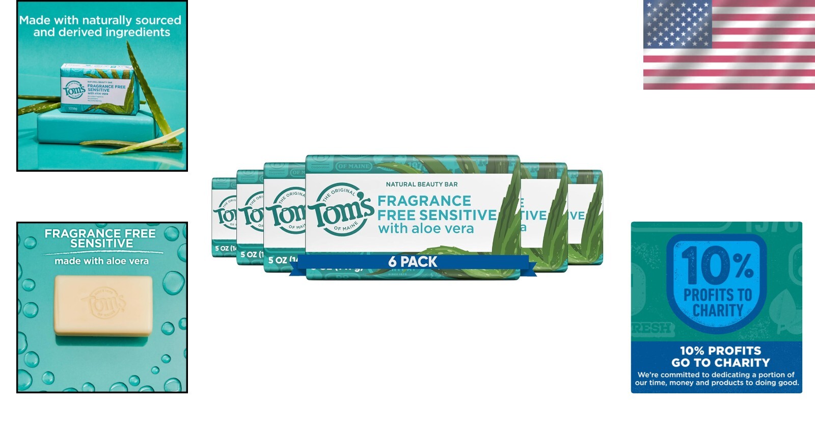 Tom’s of Maine Natural Beauty Bar Soap – Fragrance Free for Sensitive Skin, 6pk