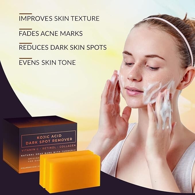 Pure Vital Kojic Acid Dark Spot Remover Soap Bars with Vitamin C, Retinol,2 Pack