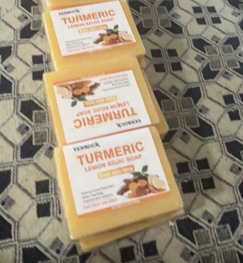 (6) Lemon Tumeric Soap, Bar Organic Turmeric Soap For Face And Body