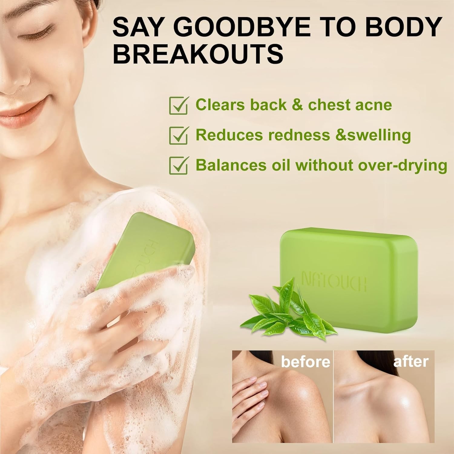 Medicated Soap Bar, Tea Tree Bar Soap for Face & Body Acne, Athlete’s Foot, J…