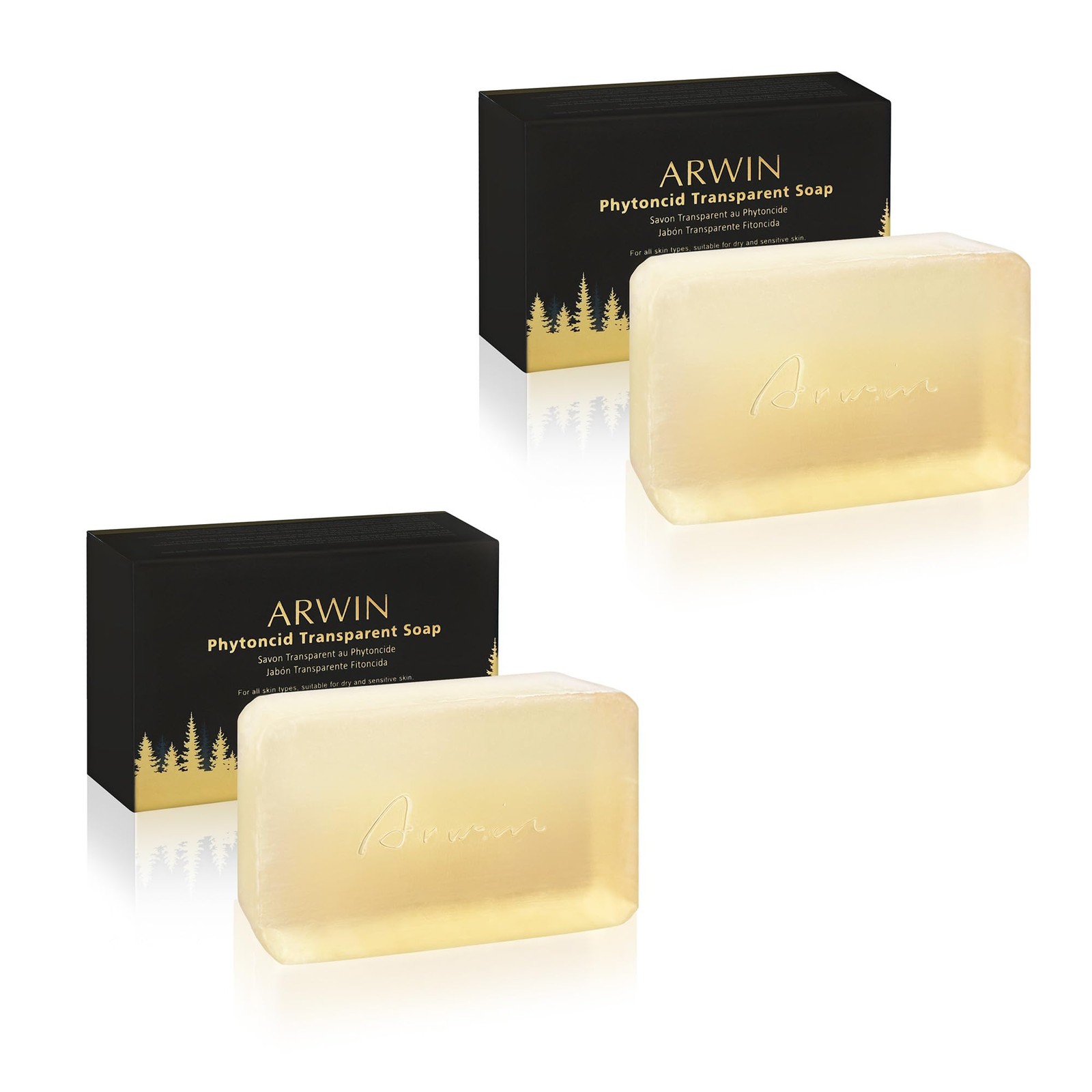 Glycerin Soap Bar 2 Pack (2x180g/6.3 oz) for & Body, Natural Transparent Soap…