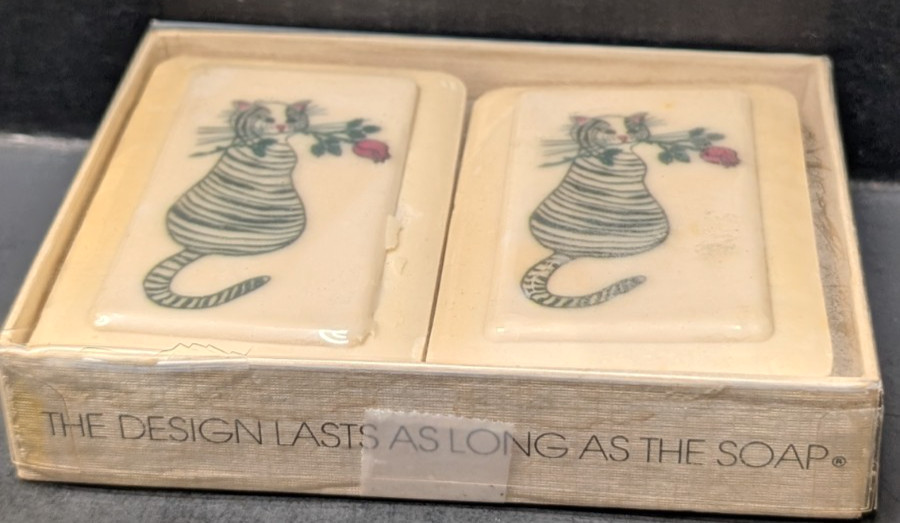 Vintage Sealed Katherine Gray Finest French Milled Soap 2-bar 5.5oz Romance Cat