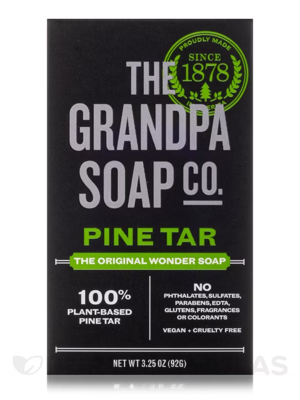 The Grandpa Soap Company Pine Tar Bar Soap for Men- Made with Pine Tar Oil, 3 in