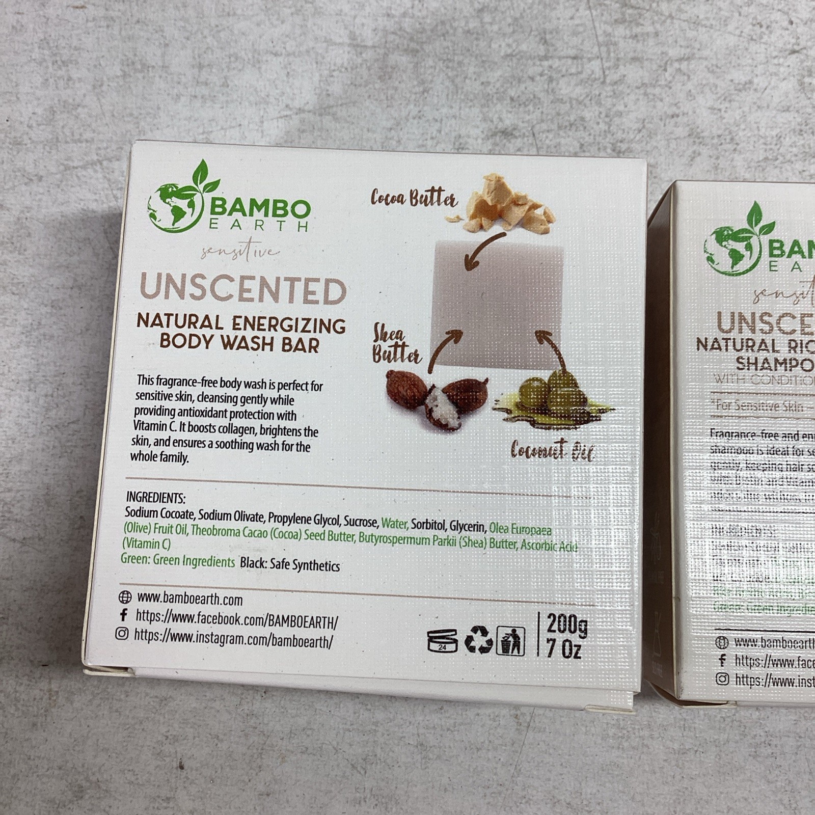 Bambo Earth Beauty Trio Body Wash Bar Shampoo Bar & Conditioner Bar Unscented