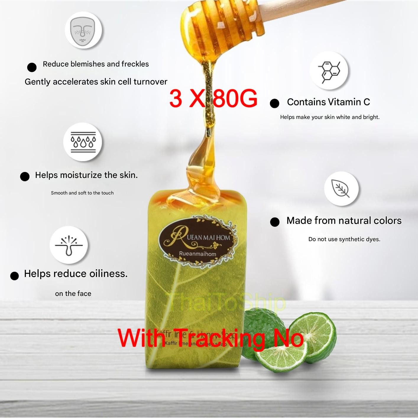 Kaffir Lime and Honey Clear facial Soap Authentic herbs with no artificial color