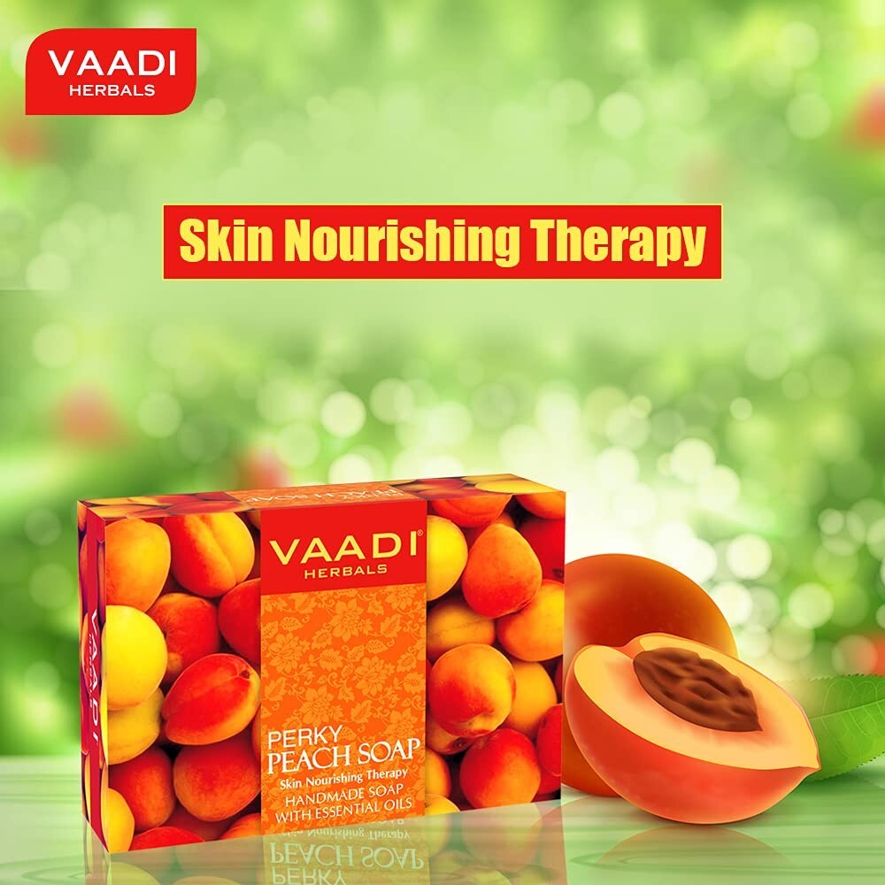 Vaadi Herbals Perky Peach Soap with Almond Oil (75gm x 6)