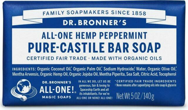 Dr. Bronners Pure-Castile Bar Soap Peppermint Hemp 5 oz Fair-Trade