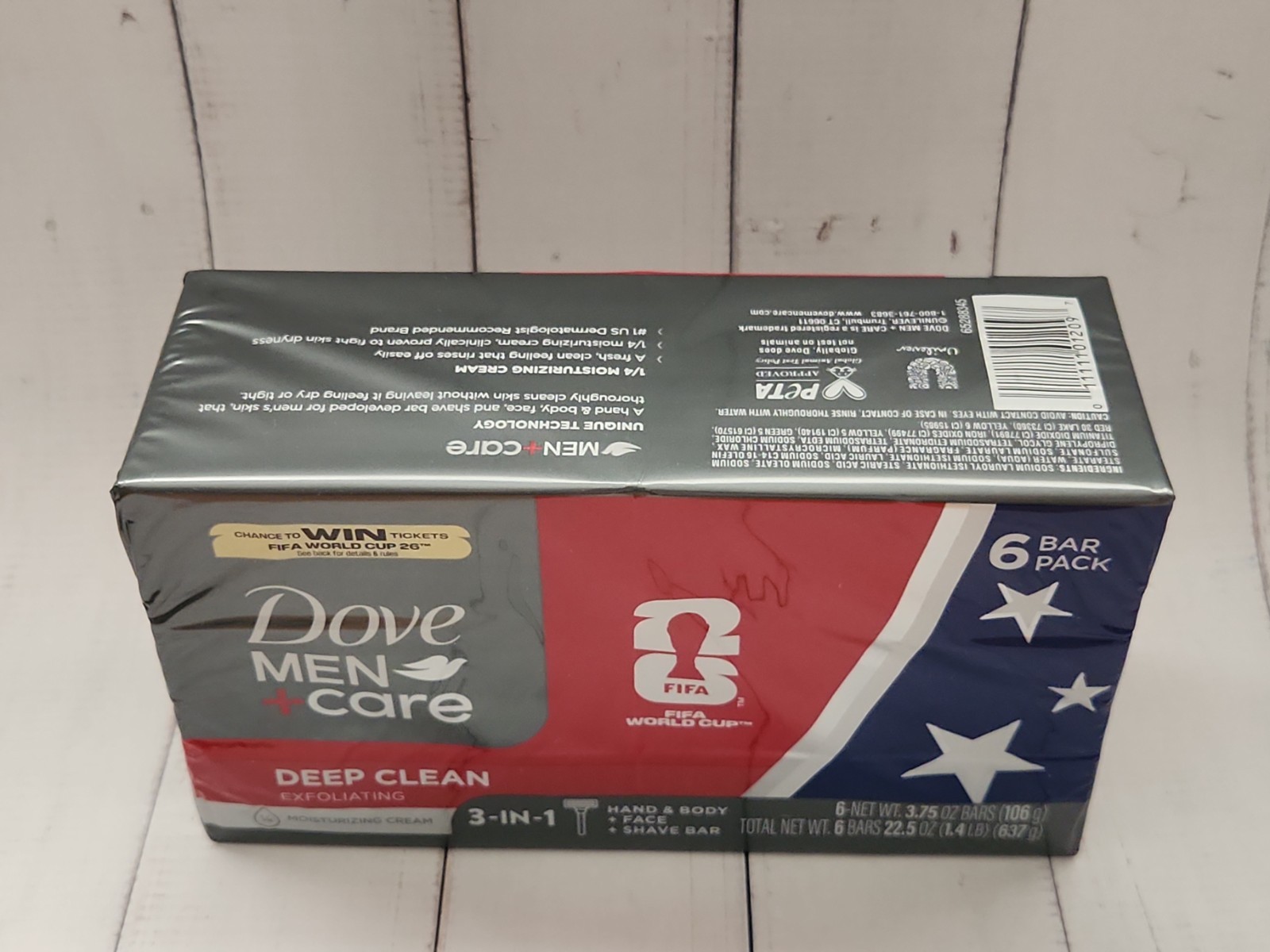 Dove Men+Care Deep Clean 3-In-1 Cleanser Body, Face & Shaving 3.75 oz, 6 Bars