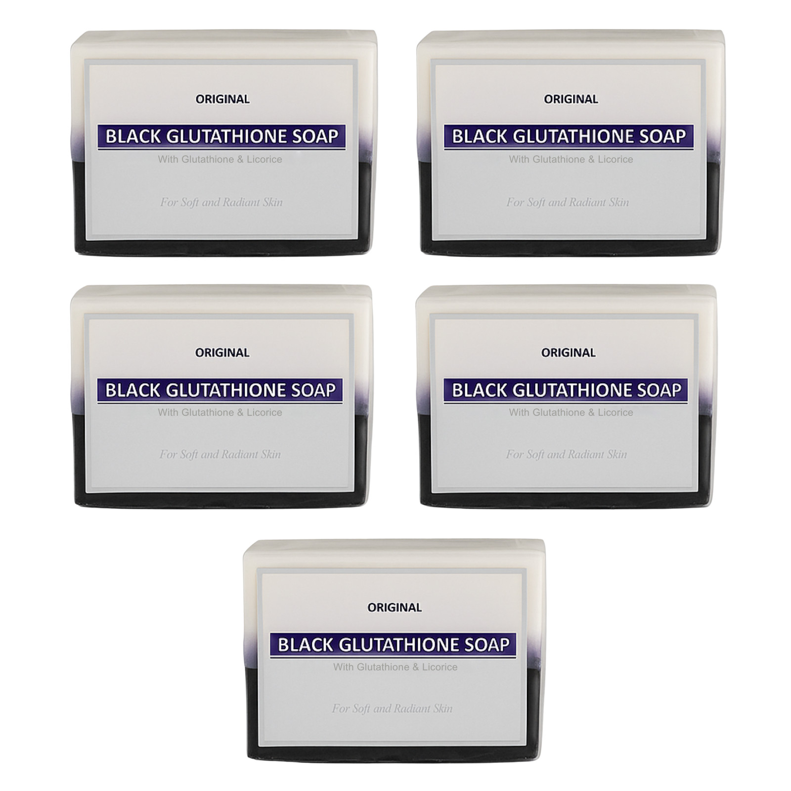 Relumins Glutathione Black & White Soap – Face & Body Bar 120g x 5 Bars