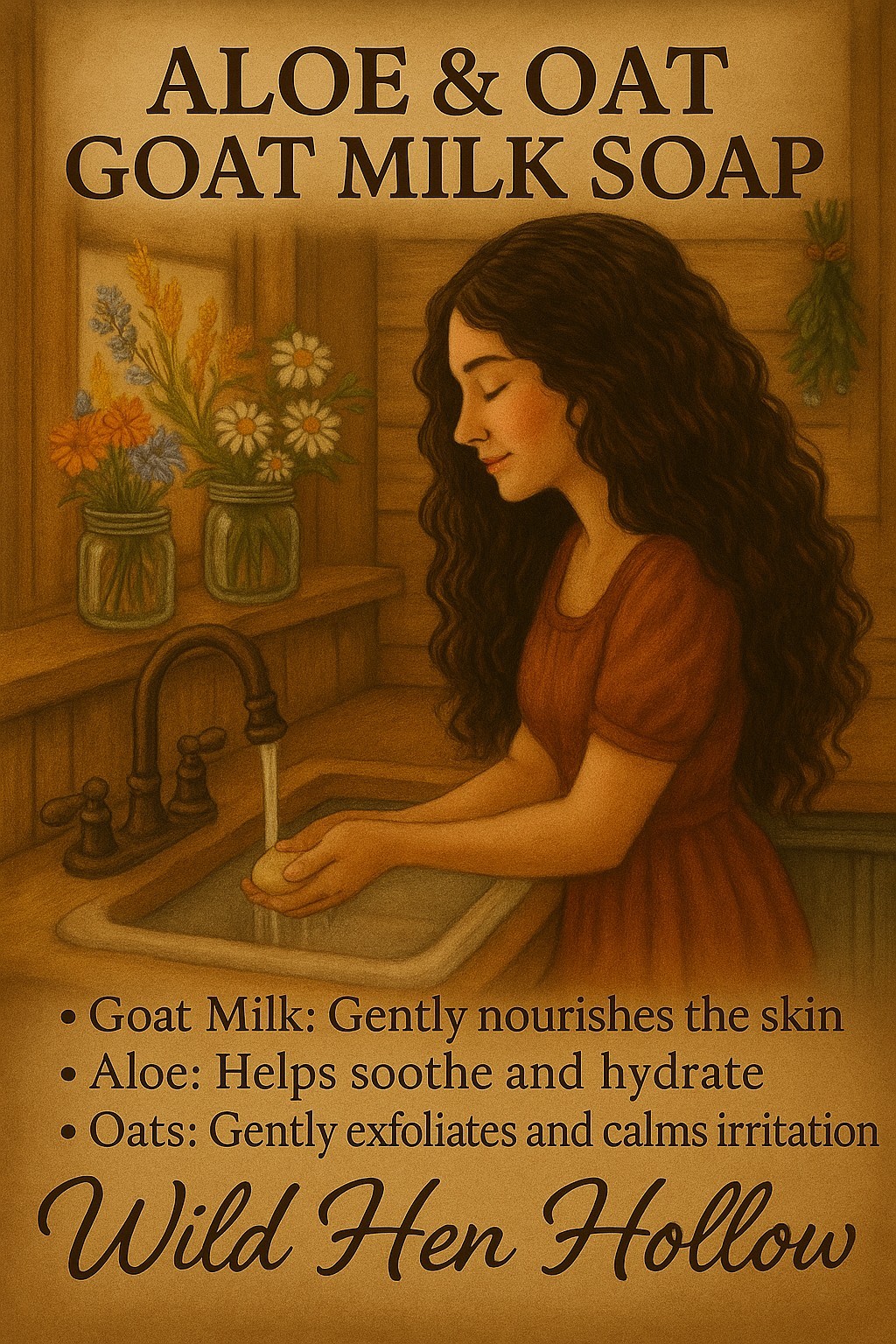 Aloe & Oat Goat Milk Soap, Handmade, Homestead, Rustic, Vitamin E, Raw Honey