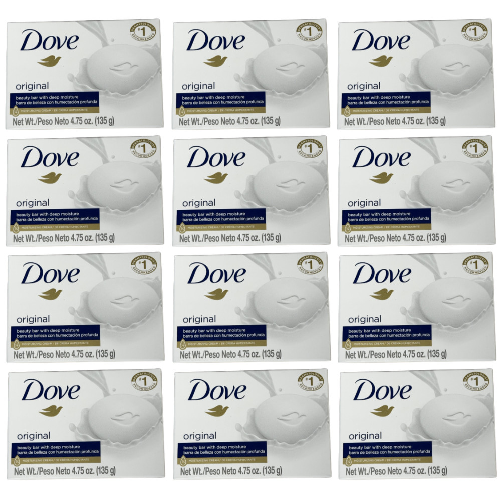 Dove Beauty Bar Original Deep Moisture Bar Soap 135g 4.75oz 12 Pack