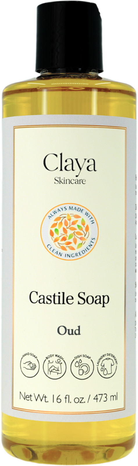 Oud Liquid Castile Soap (Disc Cap) – Organic Ingredients, for Sensitive Skin