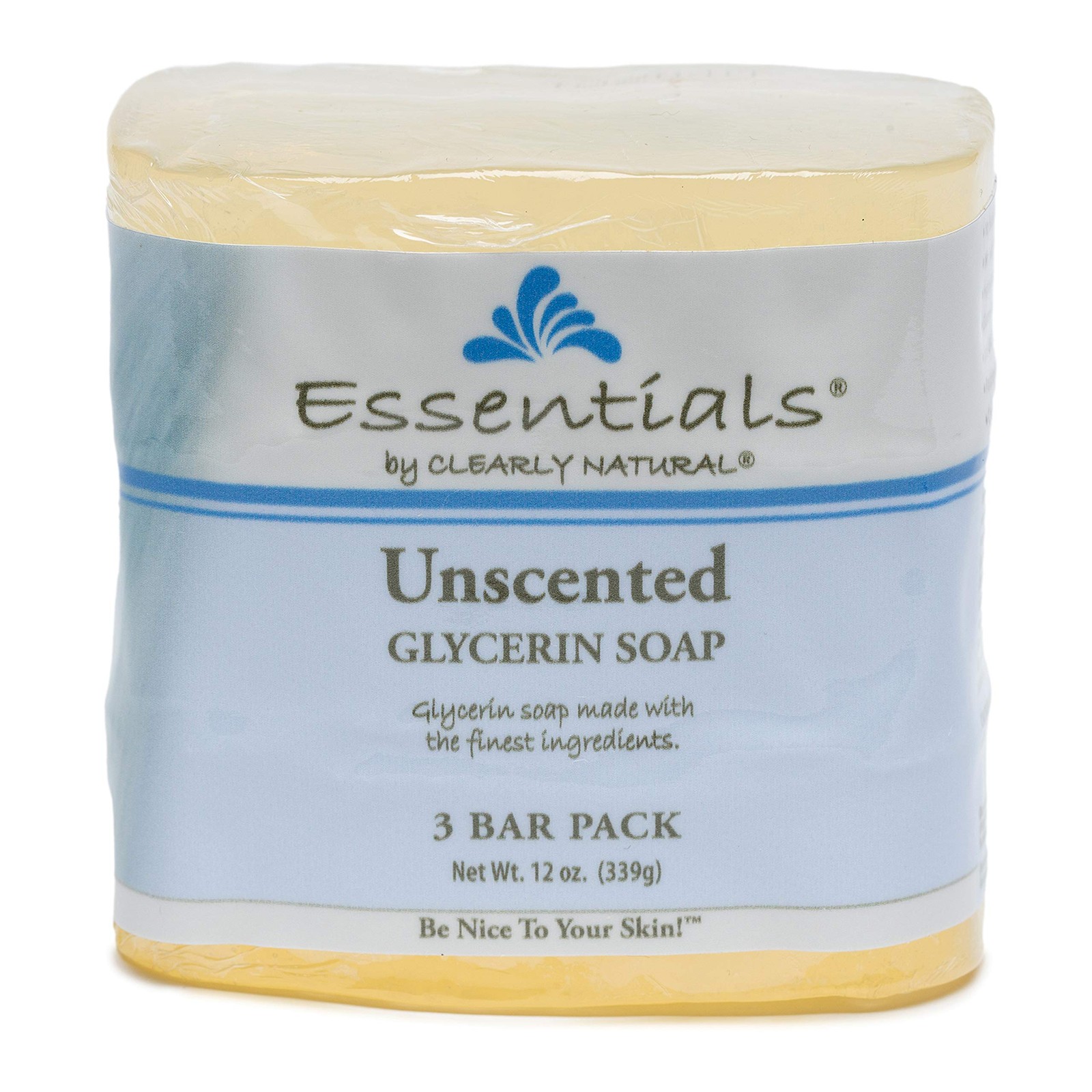 Unscented Glycerin Bar Soap 4oz Hydrating Gentle Cleanser 3 Pack Skin Care