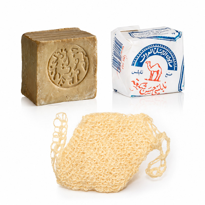 Nablus Camel Soap Laurel Soap Natural Exfoliating Soap Bag Olive Oil Set