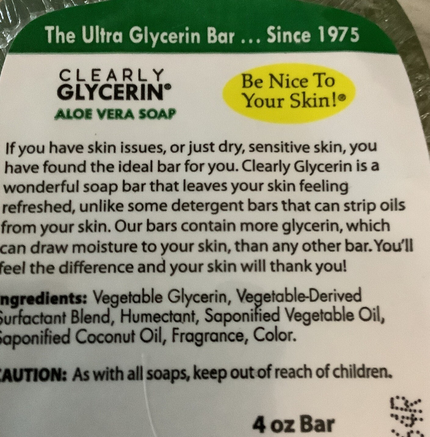 Clearly Glycerin (Pack Of 4) Vitamin E , Aloe Vera Soap, Soap 4 Oz Each :