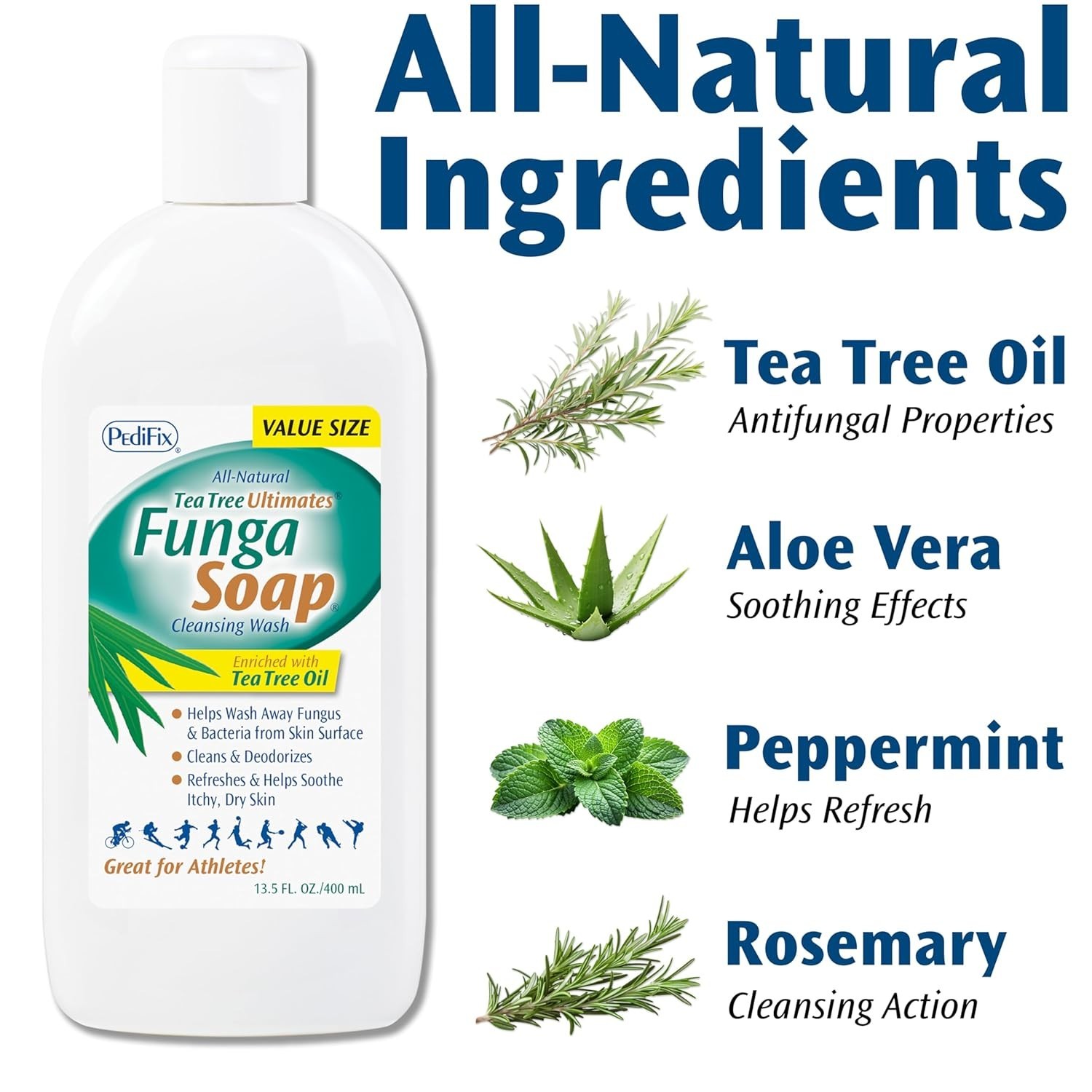 All-Natural Tea Tree Oil Body and Foot Wash – 13.5 fl. oz Effective Odor Defense