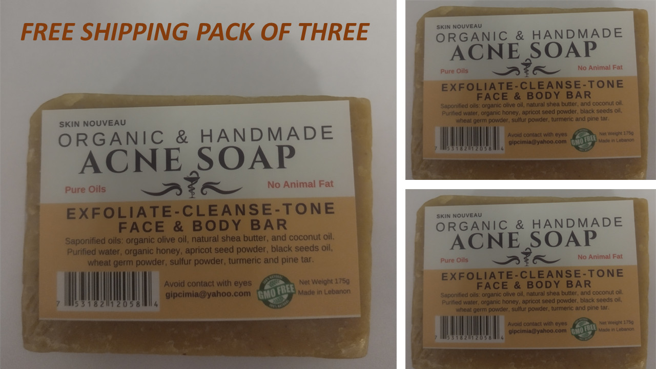 3 X Organic & Handmade Acne Soap Exfoliate-Cleanse -Tone Face & Body