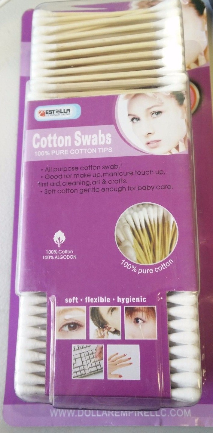 Sanitary Wooden Cotton Swab Bud Q-tip 350PC Ear Clean Makeup Double Tip Color
