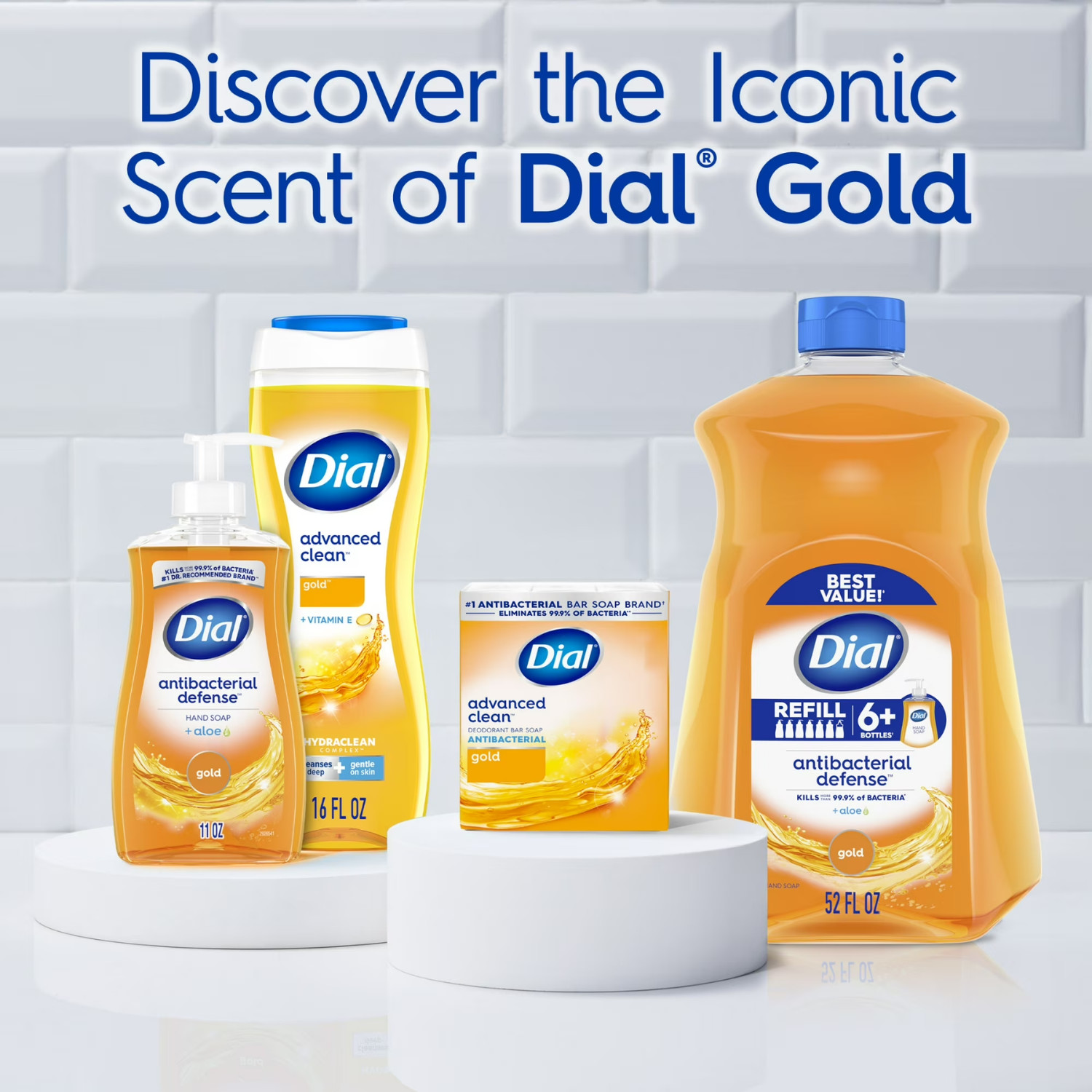 New Dial Antibacterial Deodorant Bar Soap, Advanced Clean, Gold, 48 Bars, 4 oz