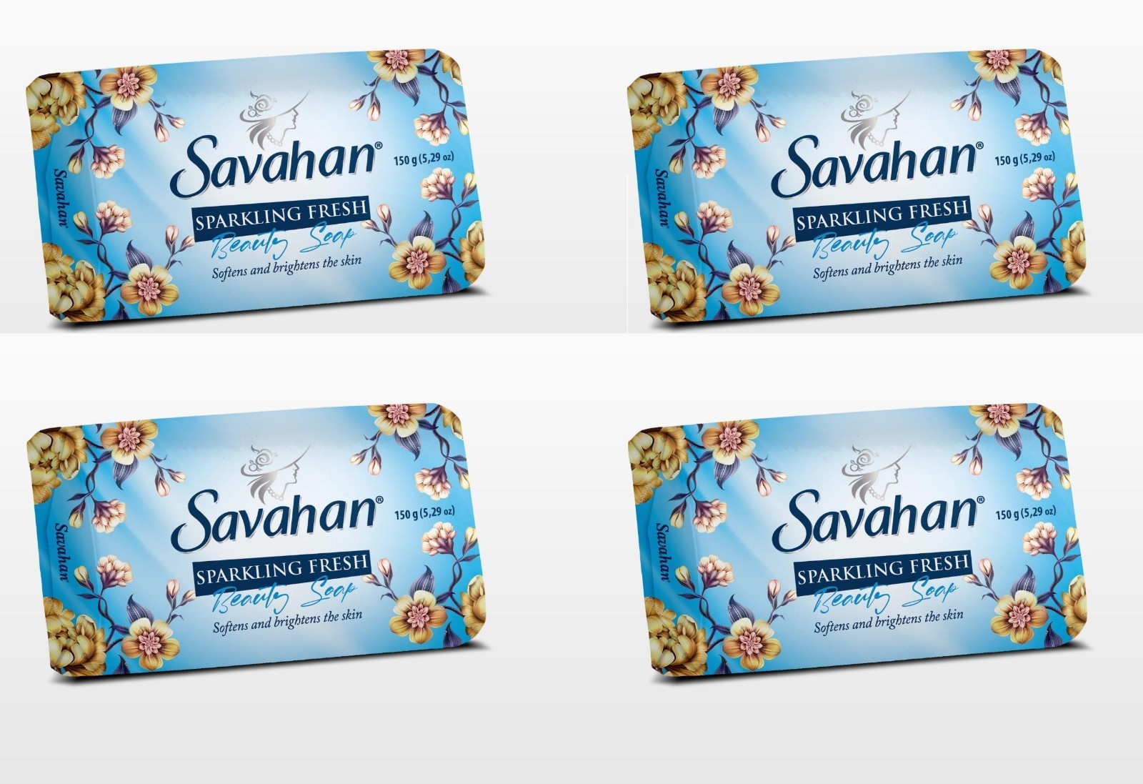 Savahan Sparkling Fresh Beauty Soap Softens & Brightens – 4 Bars. 5.29 oz each.