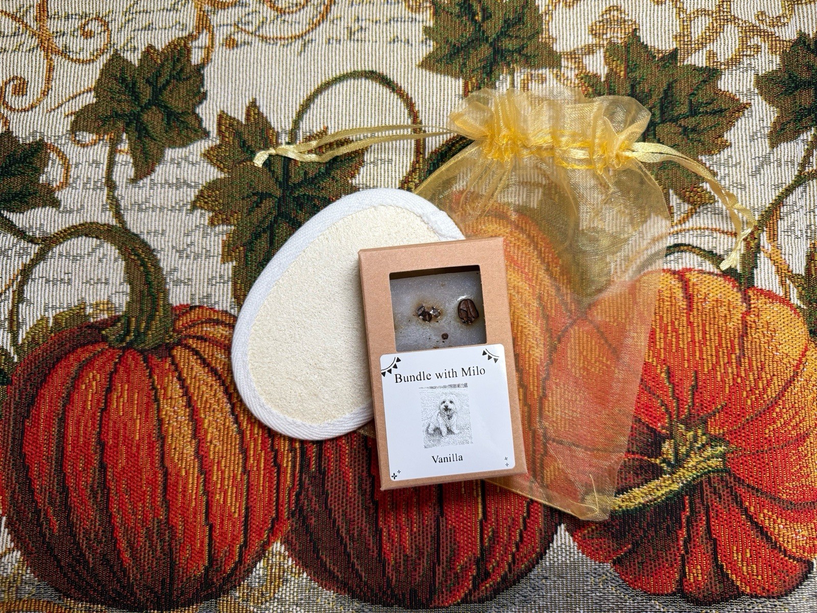 Vanilla Bean Soap Bar- Gift Pouch With Exfoliating Sponge