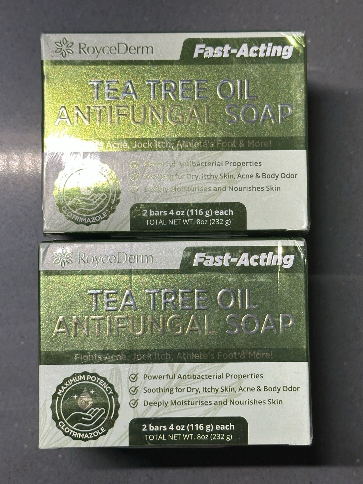 2 Roycederm Antifungal Antibacterial Tea Tree Soap: Fast Acting Bb 8/27