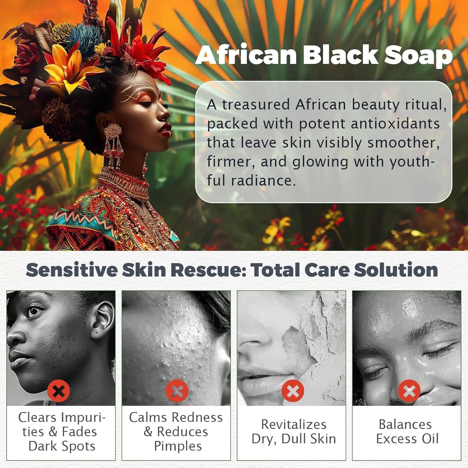 Raw African Black Soap Organic Pure Unrefined Premium Quality From Ghana Bar