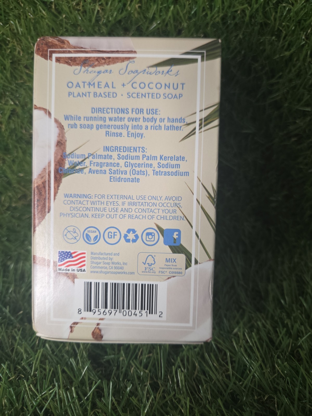 Shugar Soapworks Oatmeal Plant-Derived Scented Soap Made in USA Lot Of 2