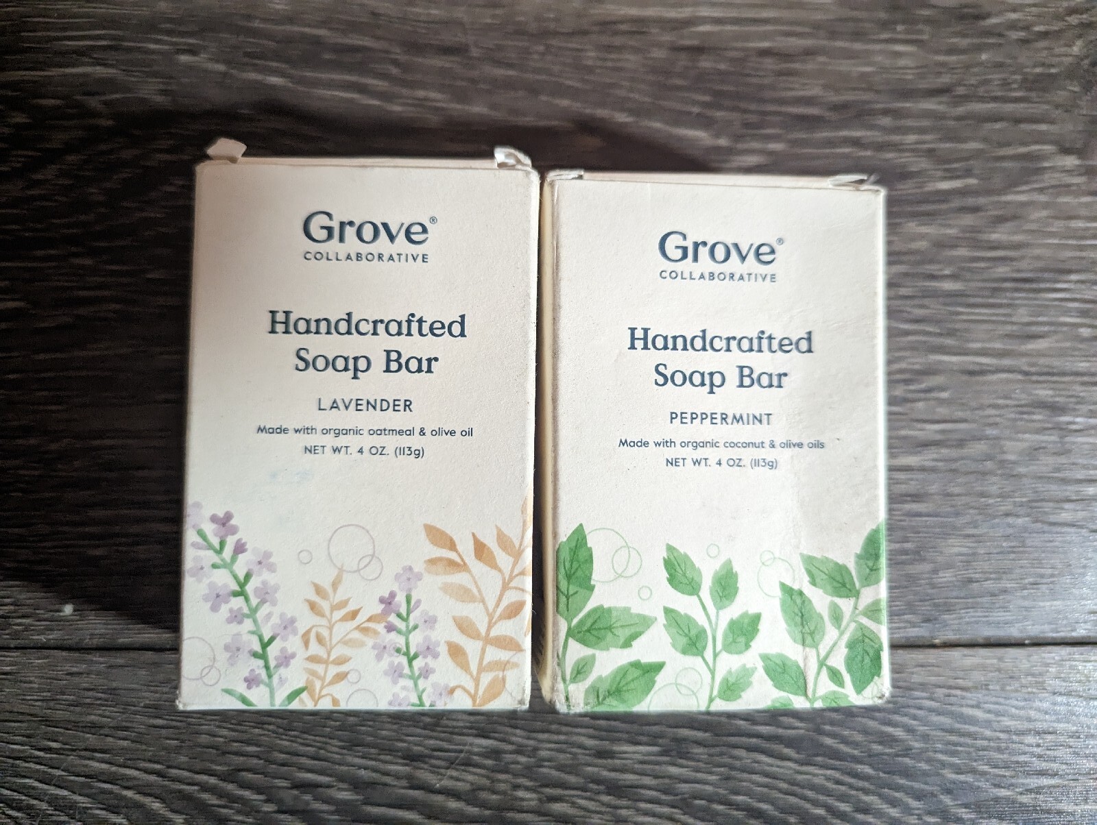 2 Grove Collaborative Handcrafted Soap Bars Peppermint and Lavender NEW