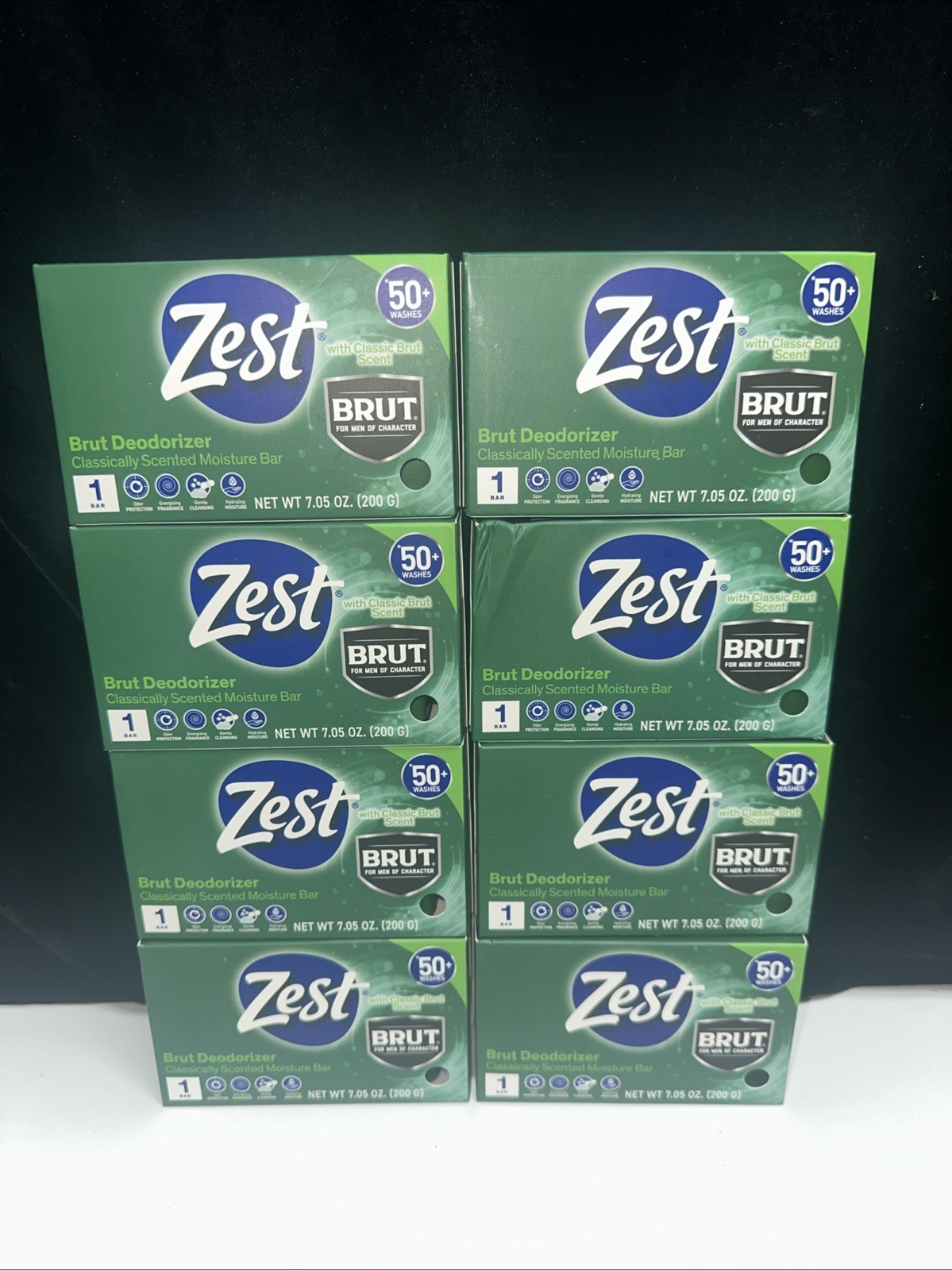 LOT OF 8-ZEST BRUT Deodorizer Classic Scent Moisture Bar Soap 7.05 oz. New