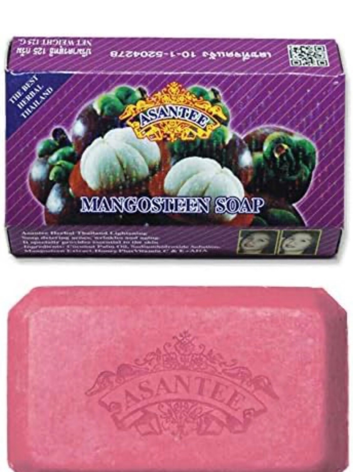 6 Bars – Asantee Mangosteen And Honey Plus AHA Collagen Herbal Soap 125 grams