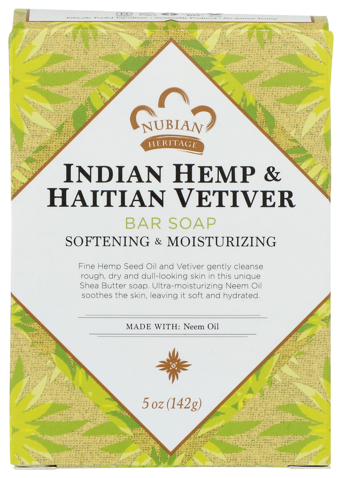 Nubian Heritage Indian Hemp And Haitian Vetiver Bar Soap 5 Oz 3 Pack