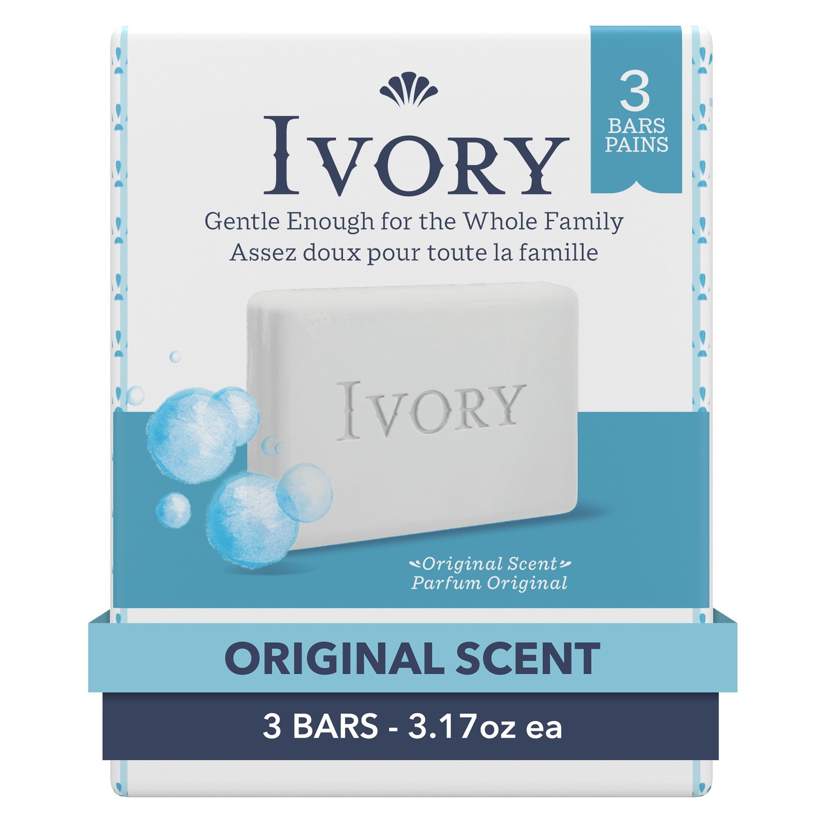 PGC12364PK – Ivory Bar Soap 3.17 Ounce (Pack of 3), White
