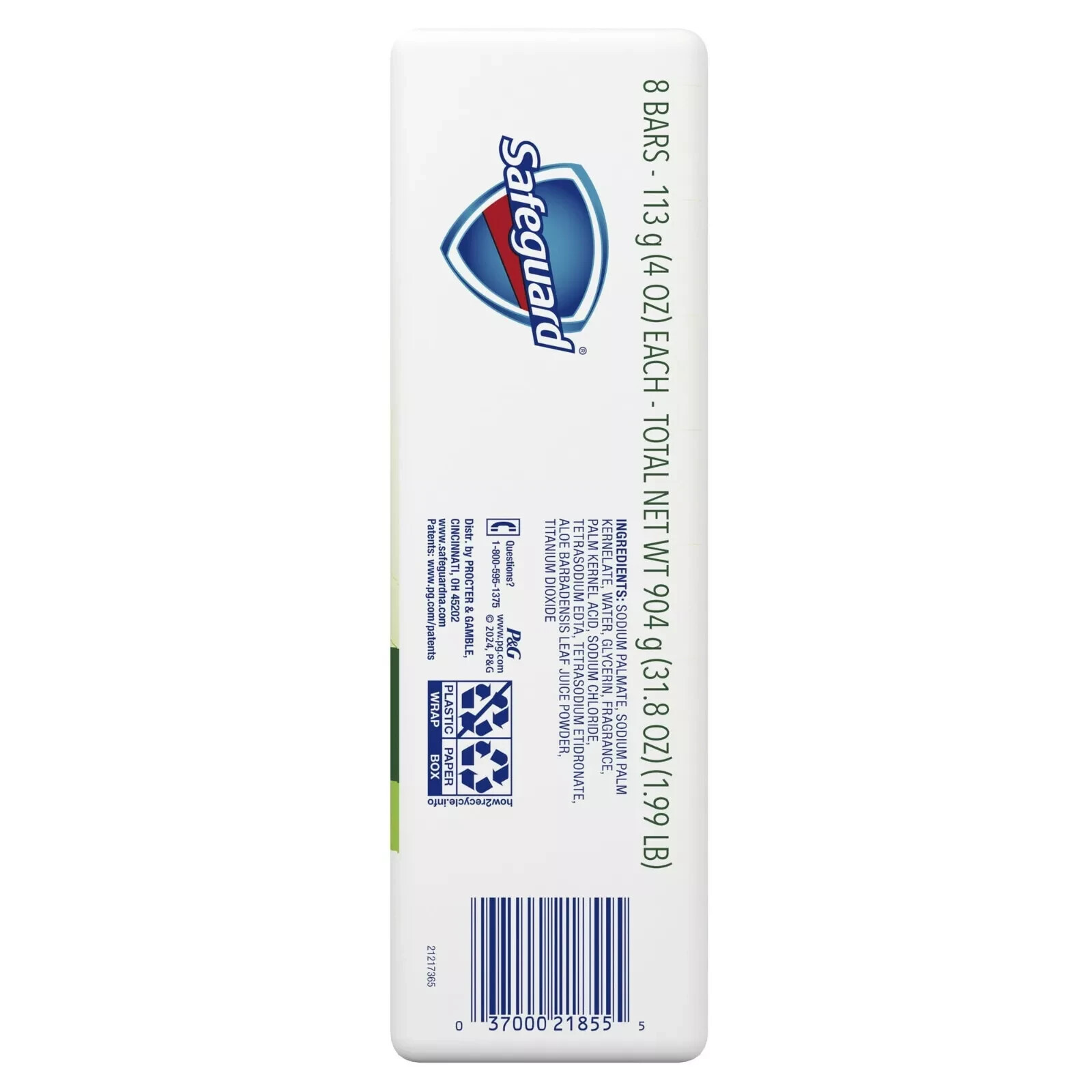 Safeguard Bar Soap Fresh Clean Scent with Aloe, 4oz (8 Count)