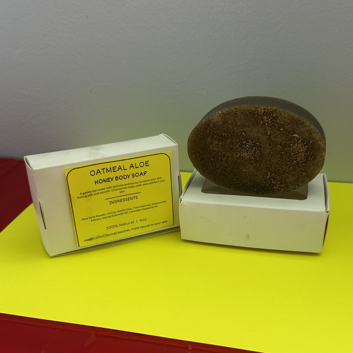 Oatmeal Aloe Body Bar Soap 4 oz All Natural Honey Scent Oval Honeycomb