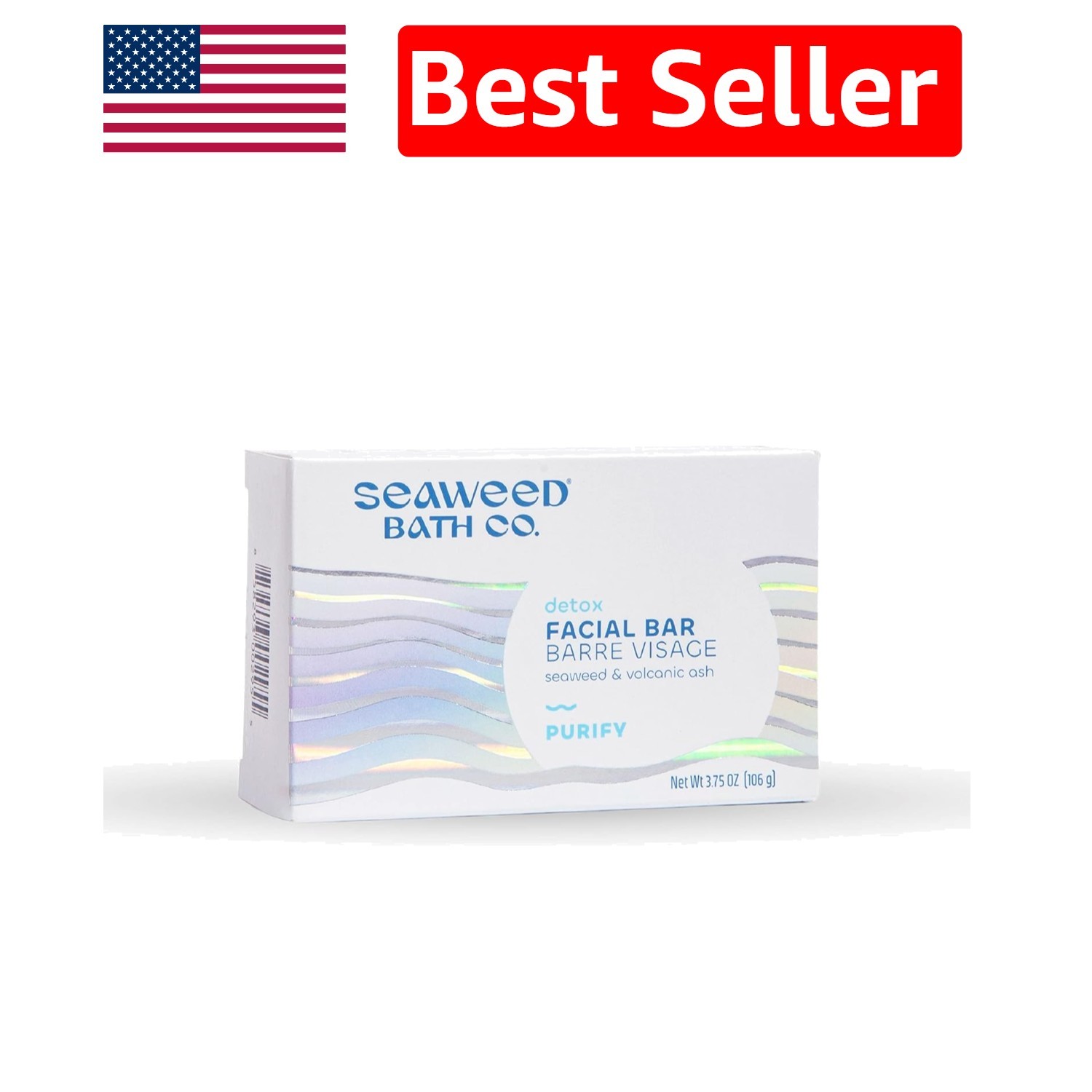 Natural Exfoliating Facial Soap – 3.75 oz Seaweed & Ash, & Cruelty-Free
