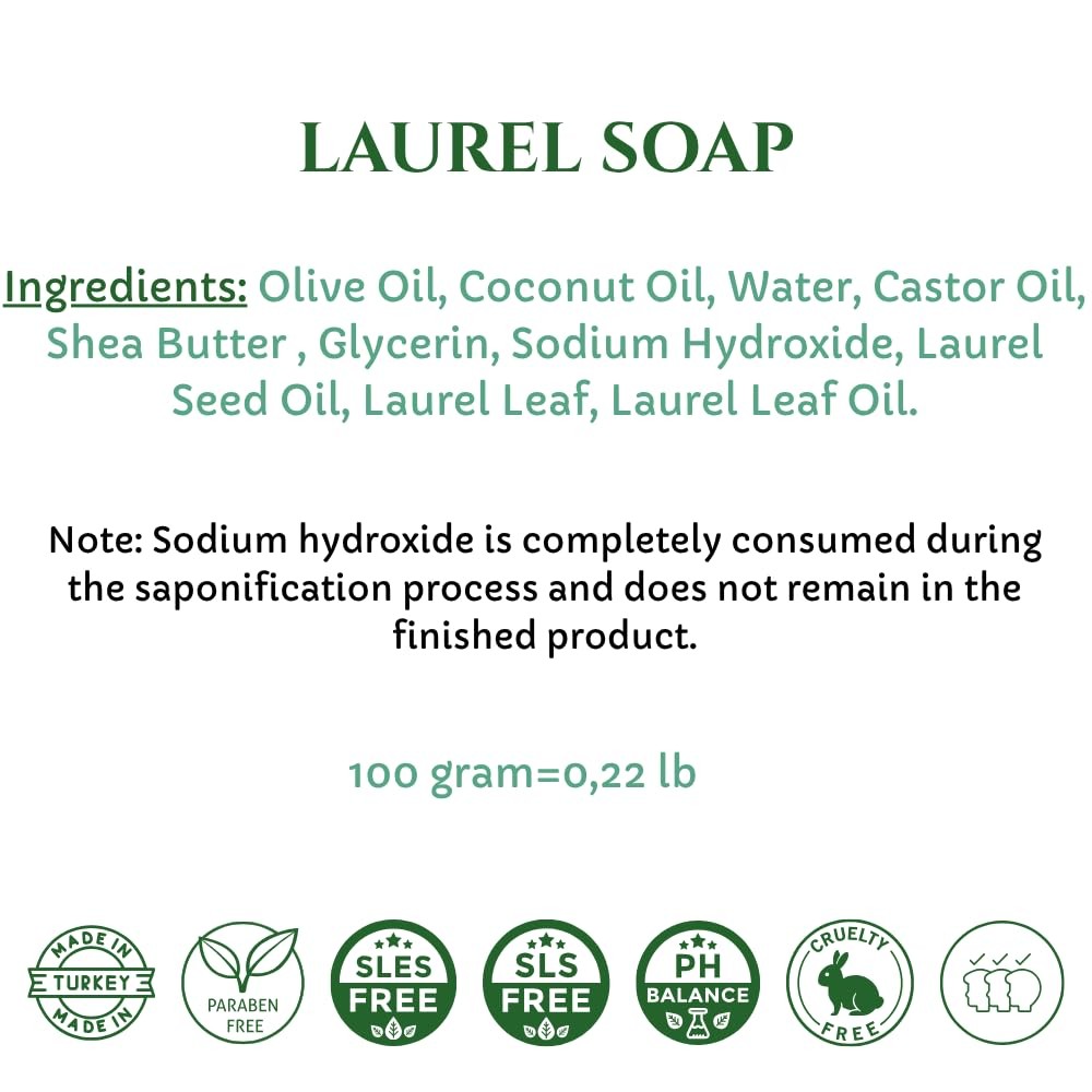 Natural Laurel Soap – Antioxidant Skin Cleanser & Pore Tightening Bar – Leave…