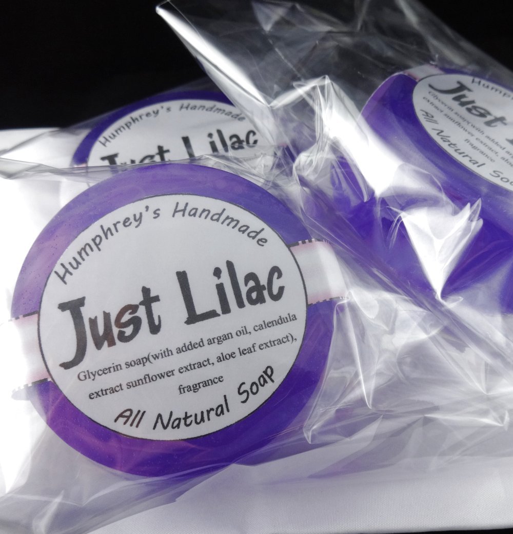 JUST LILAC Scented Women’s Soap Round Glycerin Bar Argan Oil Shave Puck Floral