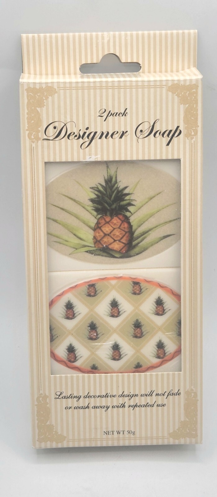 2-PACK DESIGNER SOAP. Pineapple Motif. NIB. Coconut Oil and Palm Oil. Gorgeous!