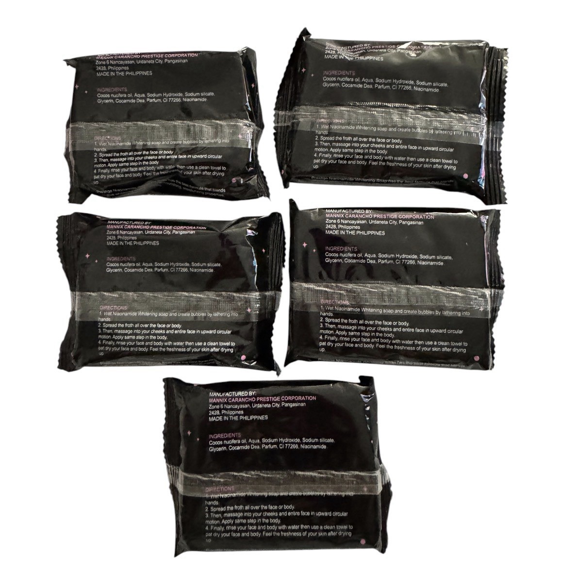 5 Bars Prestige International Niacinamide Whitening Soap, 75g Each