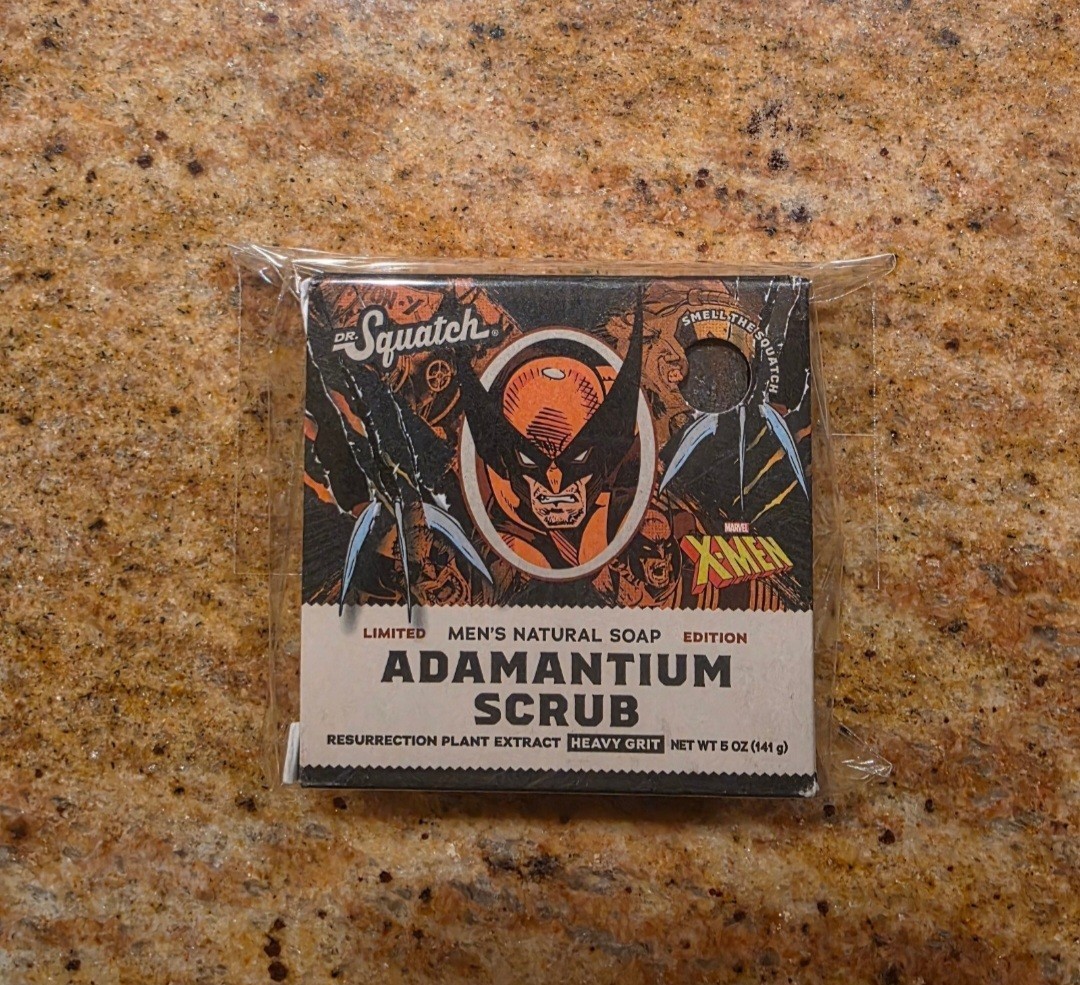 🌟🧼Dr. Squatch Marvel X-Men Adamantium Scrub Men’s Exfoliant Bar Soap, 5 oz🌟🧼
