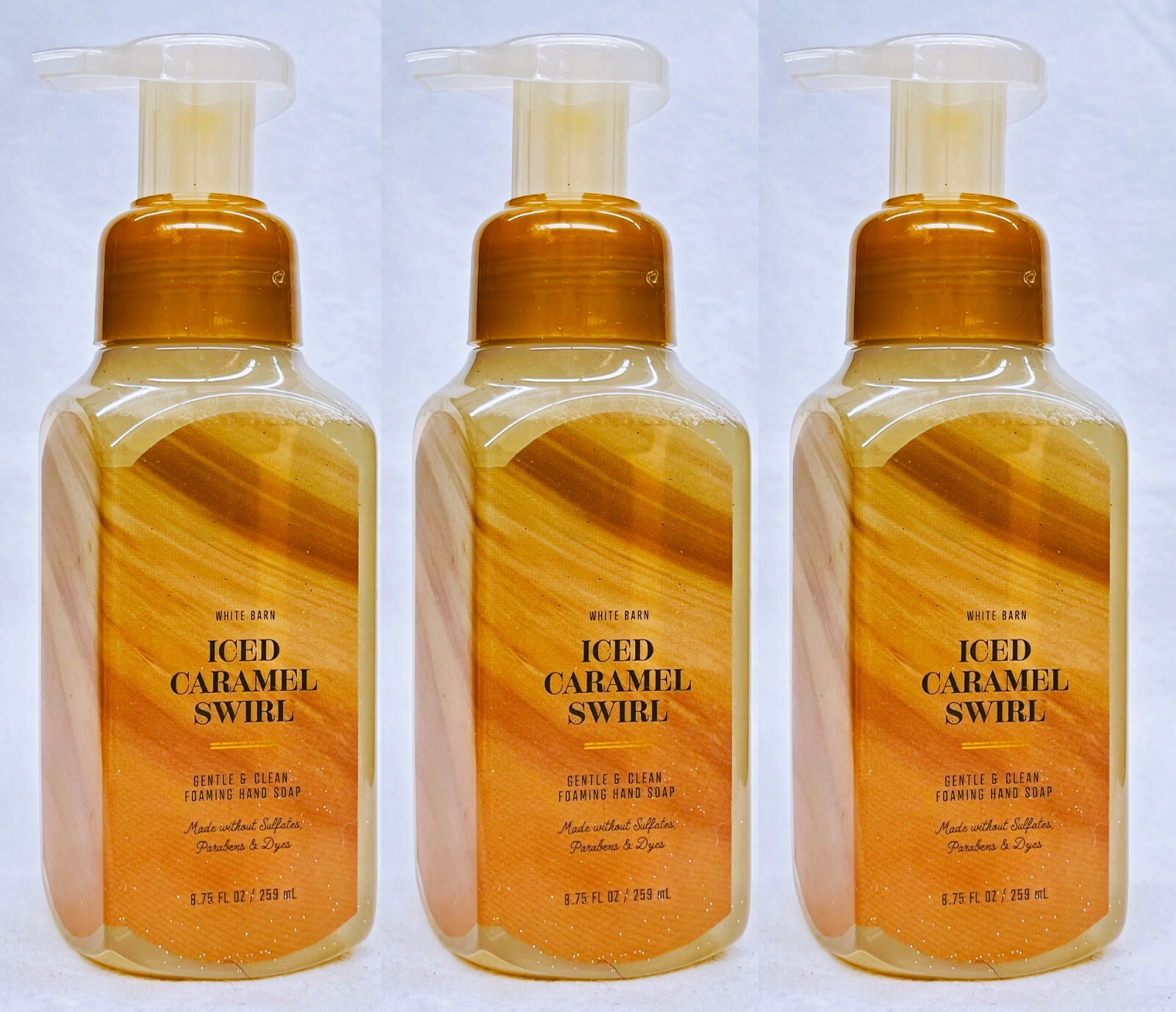 3 Bath & Body Works ICED CARAMEL SWIRL Gentle Foaming Hand Soap 8.75 oz