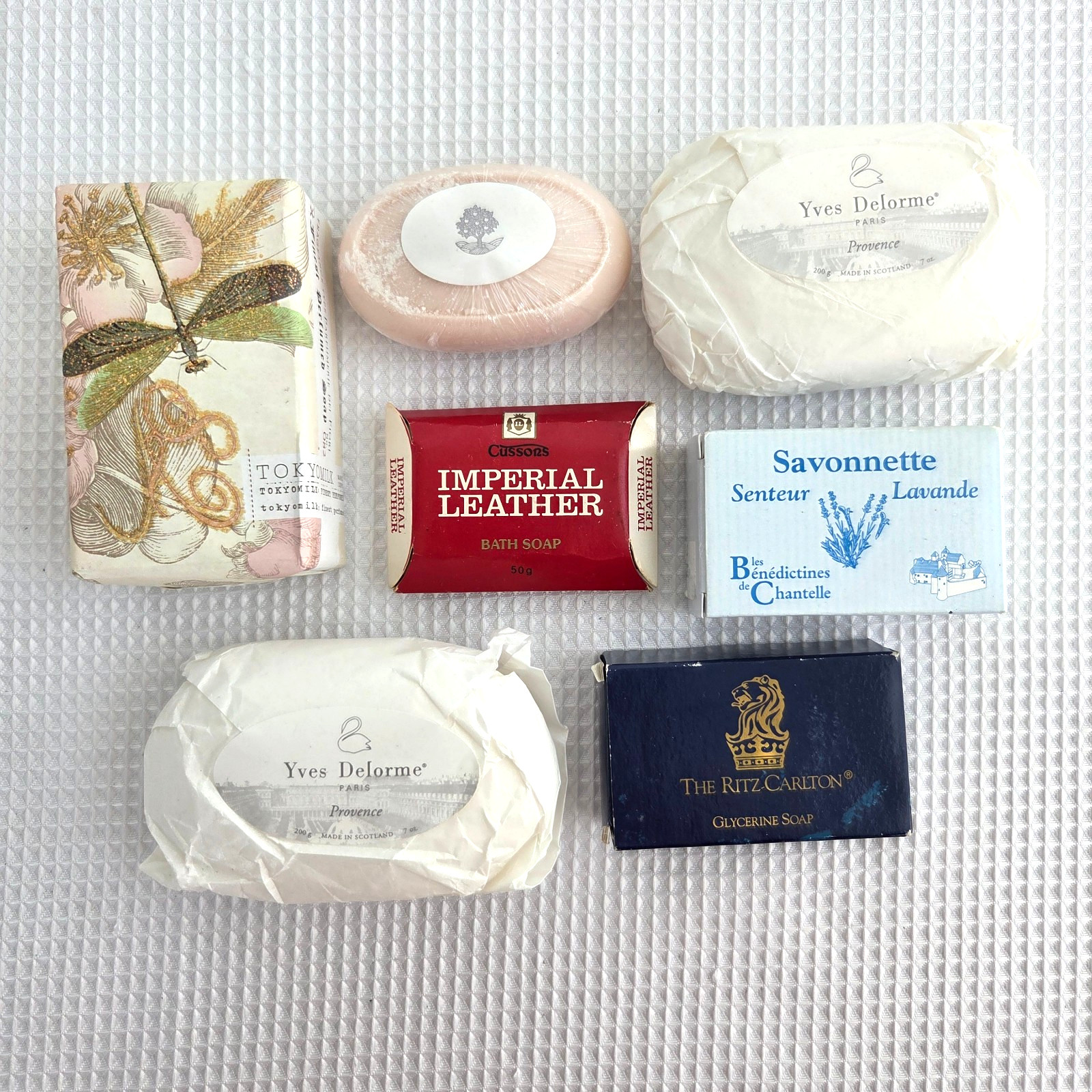 Lot of 7 Bars of Soap Vintage Yves Delorme Tokyo Milk Paris The Ritz Carlton