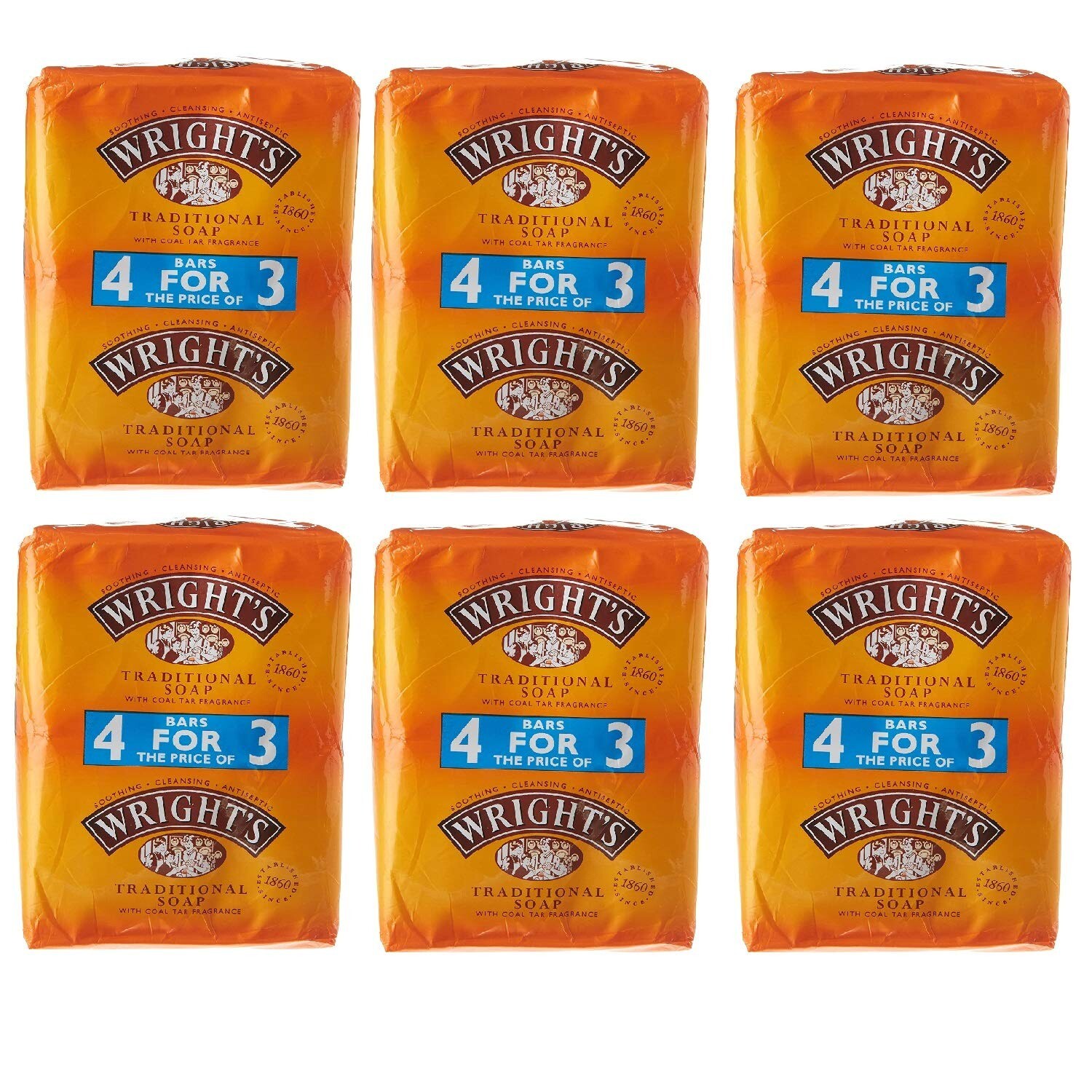 48 x 100g WRIGHTS TRADITIONAL COAL TAR FRAGRANCE SOAP BARS ANTISEPTIC CLEANSING