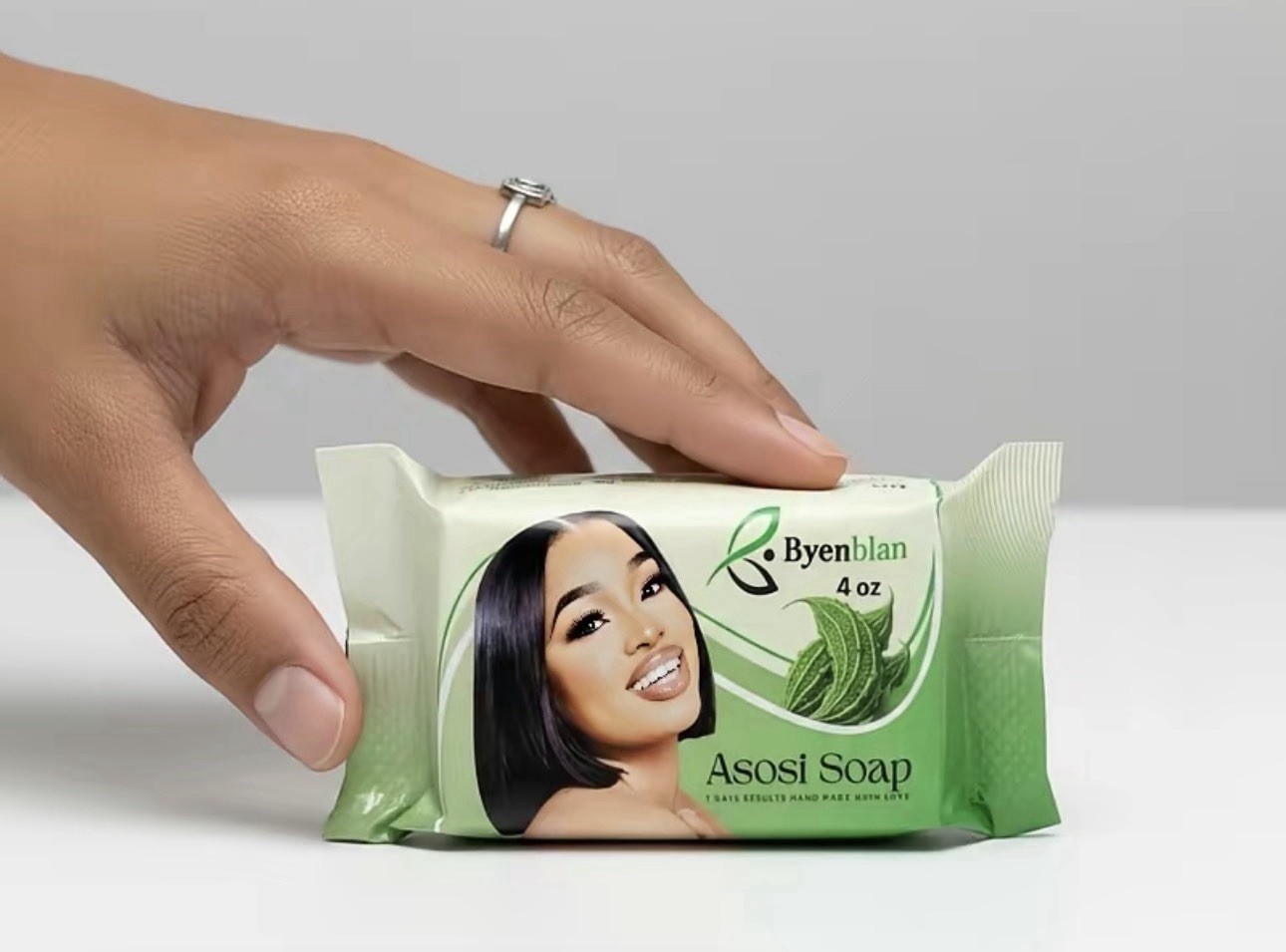 Byenblan Asosi Soap Bar 4 oz Green for Face & Body Women Rectangular